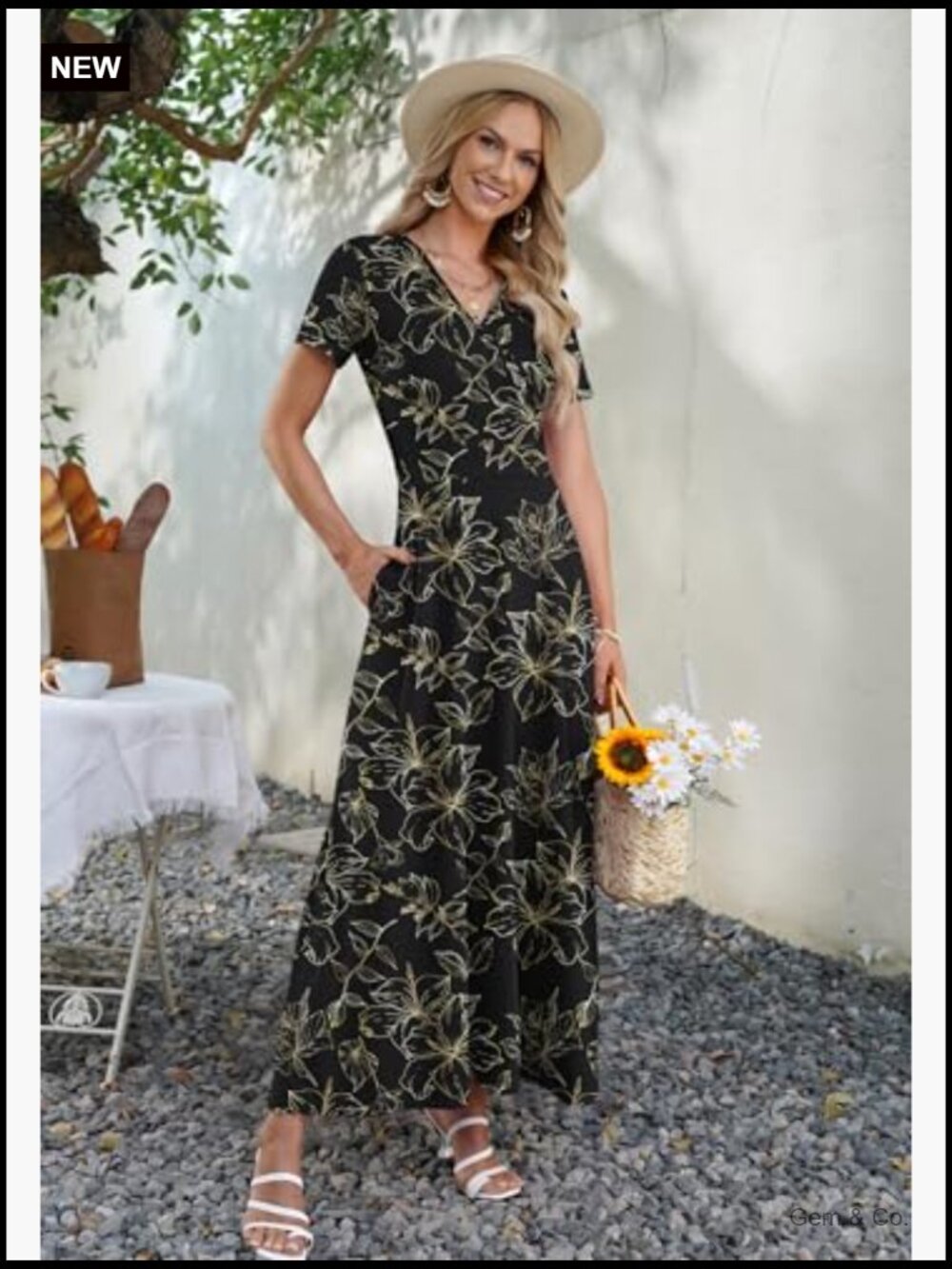 Women's Floral Maxi Dress with Pockets Casual Beach Long Dress - Picture 3 of 7